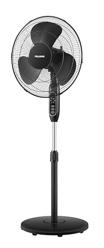 PELONIS 16 Pedestal Remote Control Oscillating Stand Up Fan 7Hour Timer 3Speed and Adjustable Height PFS40A4BBB Supreme 16Black
