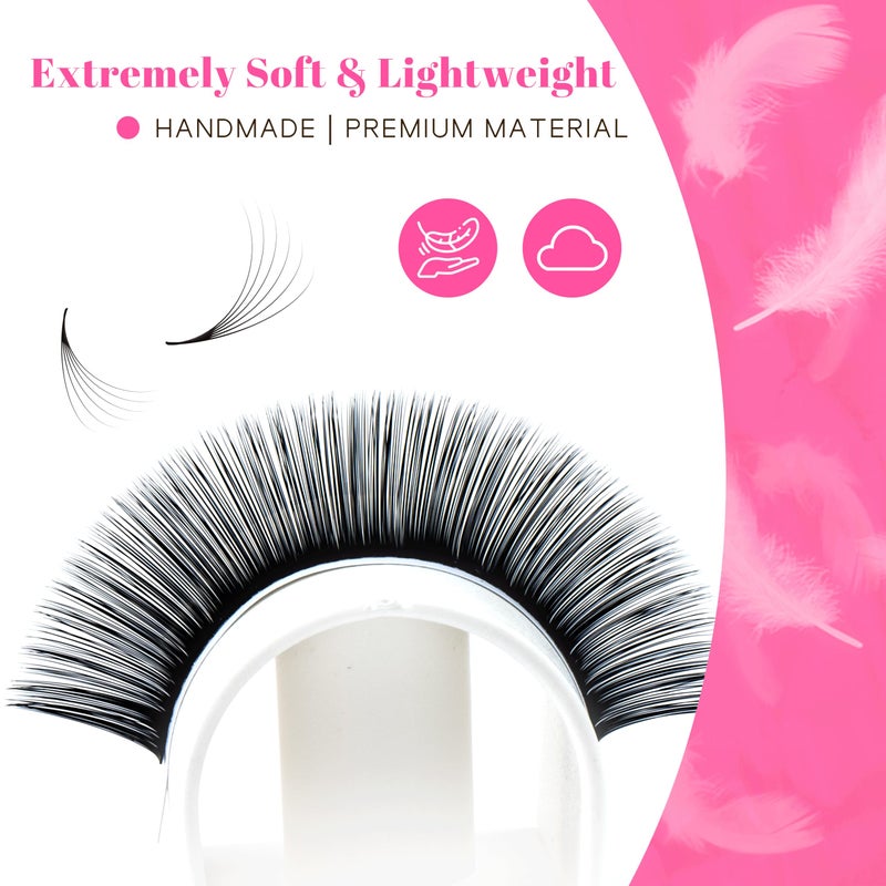 TDANCE Cashmere Easy Fan Lash Extensions Self Fanning Volume Lash Extension D Curl 0.07mm 14-19mm Matte Black Mega Volume Eyelash Extensions(0.07-D,14-19mm) - Image 3