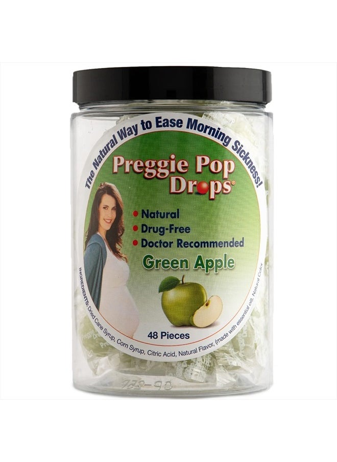 Preggie Pop Drops - Preggie Pops for Morning Sickness Relief. Yummy Candy Drops for Pregnancy Soothing Relief for Pregnant Women. Green Apple 48 Count - Image 1