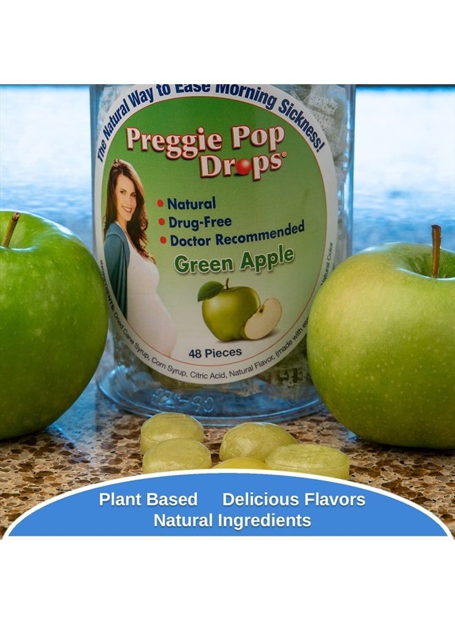 Preggie Pop Drops - Preggie Pops for Morning Sickness Relief. Yummy Candy Drops for Pregnancy Soothing Relief for Pregnant Women. Green Apple 48 Count - Image 1
