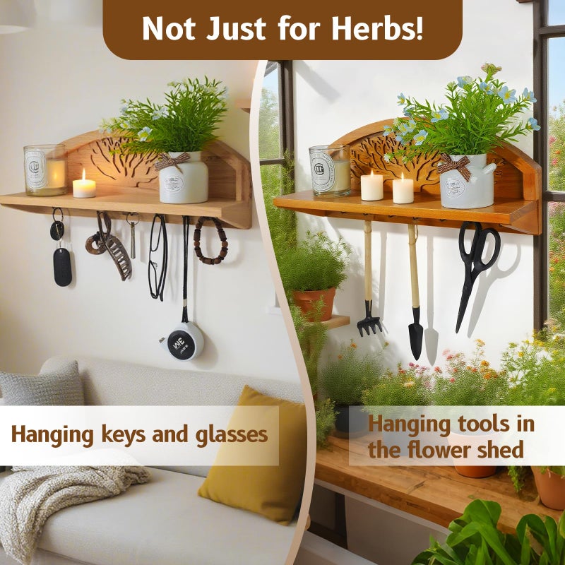 Tnstbiee Hanging Herb Drying Rack - Artistic Life Tree Design. Space-Saving Kitchen Flower Dried Grass Display,Holds 7 Bouquets. For Witches & Gardeners Gifts for Crafters, Wall Art DÃ©cor - Image 5