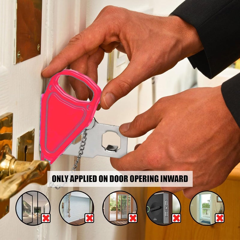 Jaswill Portable Door Lock for Travel, Door Lock Self-Defense Security Device for Home, Apartment, Hotel, Living Motel, School Dorm, House for Open Inwards Door - Image 4