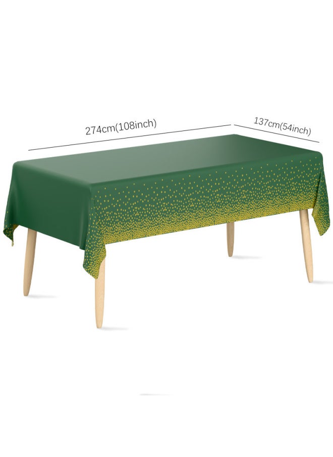 Generic Disposable Tablecloth Gilding Dot Black Gold Birthday Party Dessert Table Decoration Dining Cloth Thickened Plastic Peva Tablecloth-Color:Polka Dot Dark Green Gold Dot  - Image 1