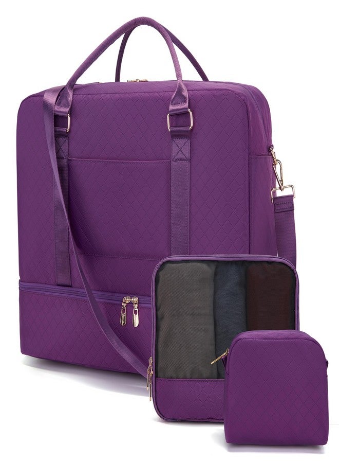 Soperwillton Travel Duffle Bag for Women Carry on Bags Overnight Weekender Bags Toiletry Hospital Gym Bag with Shoe Compartment 3pcs - Image 1