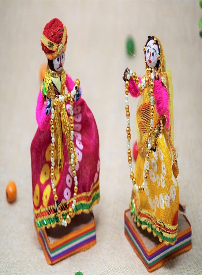 JH Gallery Handmade Recycled Rajasthani Dulha Dulhan Figurines for Home Decoration, Gifting Idol, Home Furnishing, Decorative Items for Living Room - Multicolour 11 x 11 cm (Doll Dulha Dulhan) - Image 4