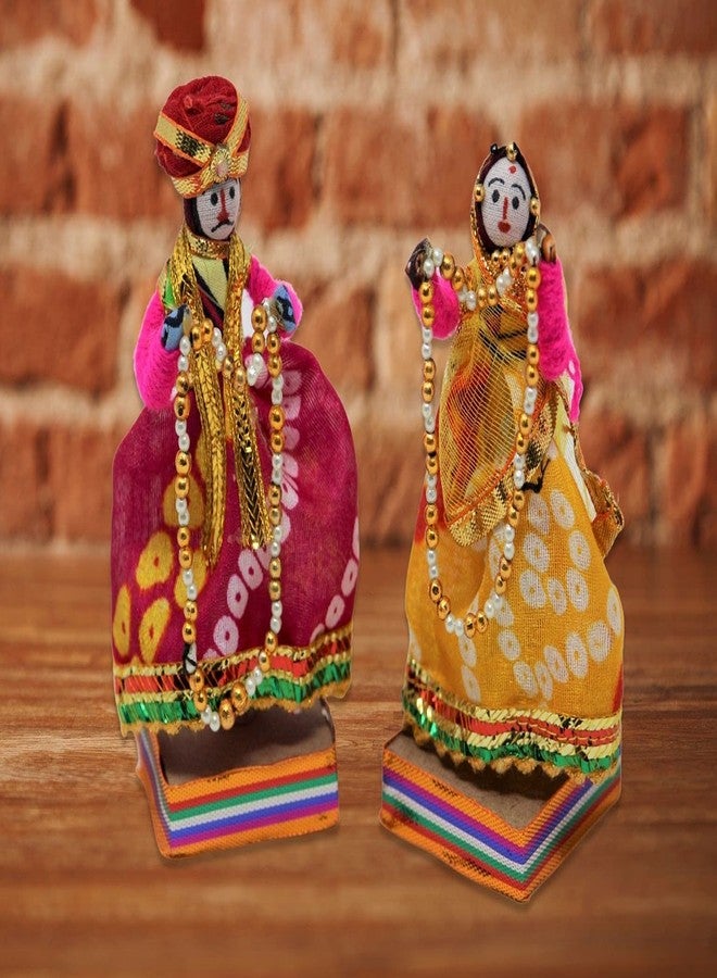 JH Gallery Handmade Recycled Rajasthani Dulha Dulhan Figurines for Home Decoration, Gifting Idol, Home Furnishing, Decorative Items for Living Room - Multicolour 11 x 11 cm (Doll Dulha Dulhan) - Image 3