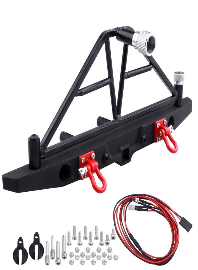 FriHobby Metal Rear Bumper Mounts Set w/Winch & 5mm LED White Lights for TRX-4 Axial SCX10 SCX10 II 90046 SCX10 III AXI03007 Redcat Gen 7 1/10 RC Crawler - Image 1