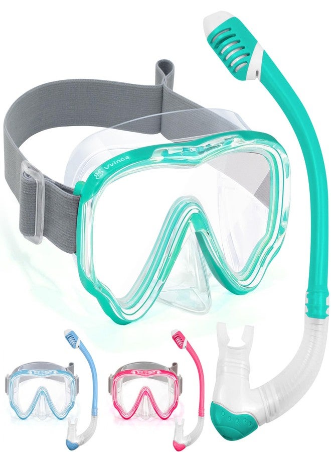 VVINCA Kids Snorkel Set for Age 4-14 - Dry Top Snorkeling Gear for Kids Junior & Youth - Childs Diving Mask with Big Eyes for Boys Girls - Anti-Fog Snorkeling Mask and Snorkel Set - Image 1