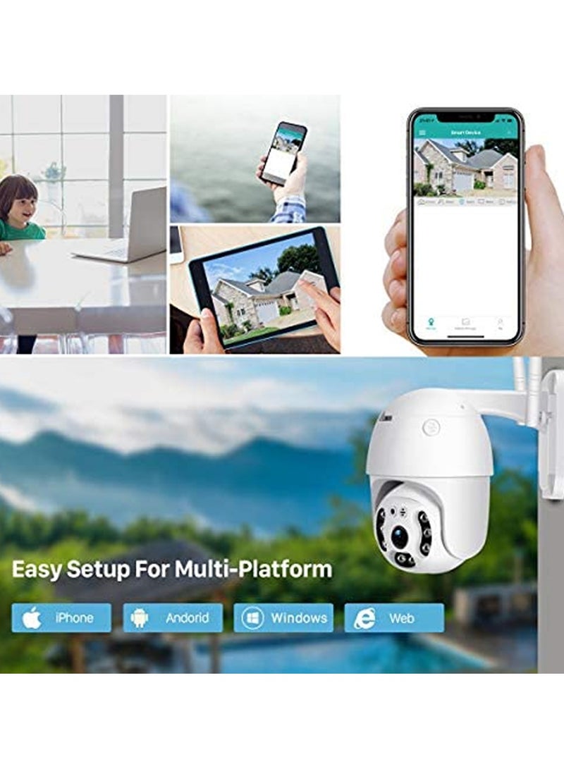Outdoor Security View WiFi CCTV Camera With 360° Motion Detection Siren Light Alert Color Night Vision 2-Way Audio For Home Security - Image 2