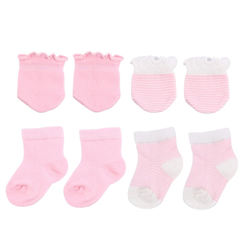 Pink Fluffy Baby Mittens And Socks Set For Boys 12 18 Months Newborn Clothing - Image 2