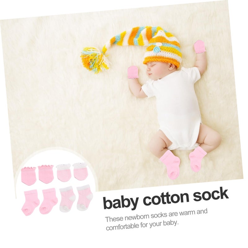 Pink Fluffy Baby Mittens And Socks Set For Boys 12 18 Months Newborn Clothing - Image 5