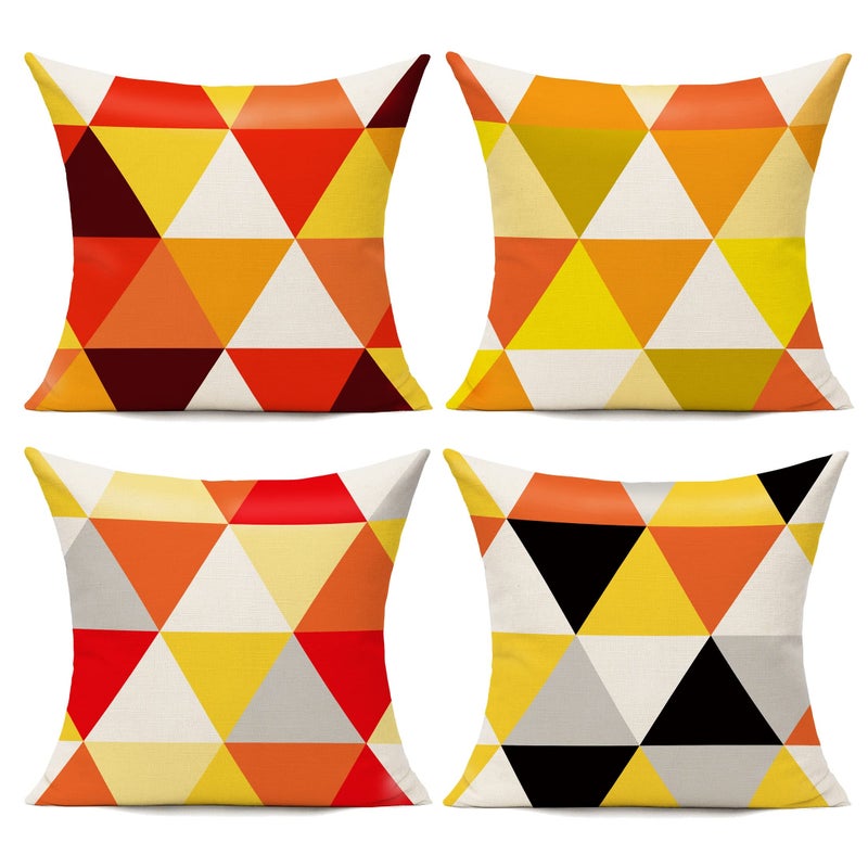 All Smiles Orange Outdoor Throw Pillow Covers 20x20 Set of 4 Colorful Fun Aesthetic Mid Century Modern Home D?cor Boho Summer Cushion Cases for Patio Furniture Couch Living Room Geometric - Image 1