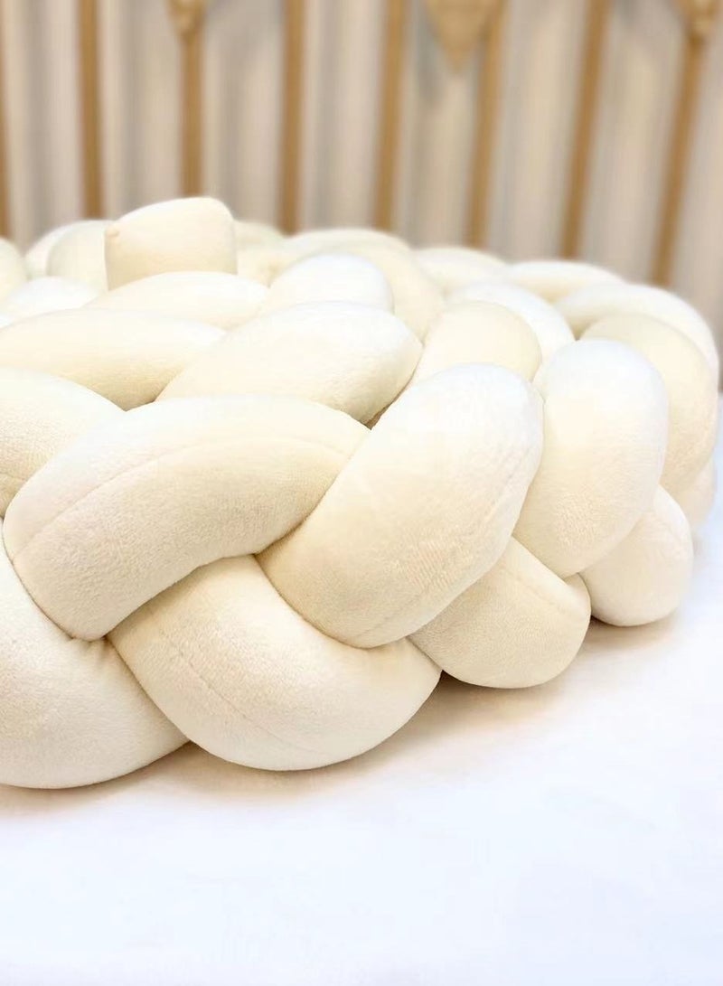 2M Baby Nest Newborn Cot Bumper Hand Woven Soft Knot Pillow Baby Bedding - Beige | Safe and Cozy Baby Bed Protector | Soft and Durable Crib Bumper | Perfect Baby Shower Gift, Beige