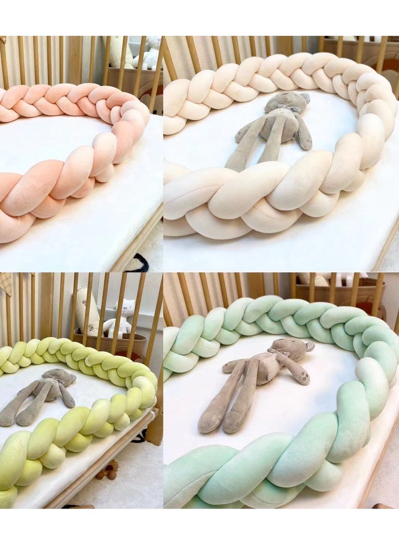 2M Baby Nest Newborn Cot Bumper Hand Woven Soft Knot Pillow Baby Bedding - Beige | Safe and Cozy Baby Bed Protector | Soft and Durable Crib Bumper | Perfect Baby Shower Gift, Beige