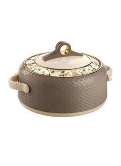 NAYASA Coral Hotpot Stainless Steel Insulated Casserole Food Container with Comfortable Handles Brown 1500ML 