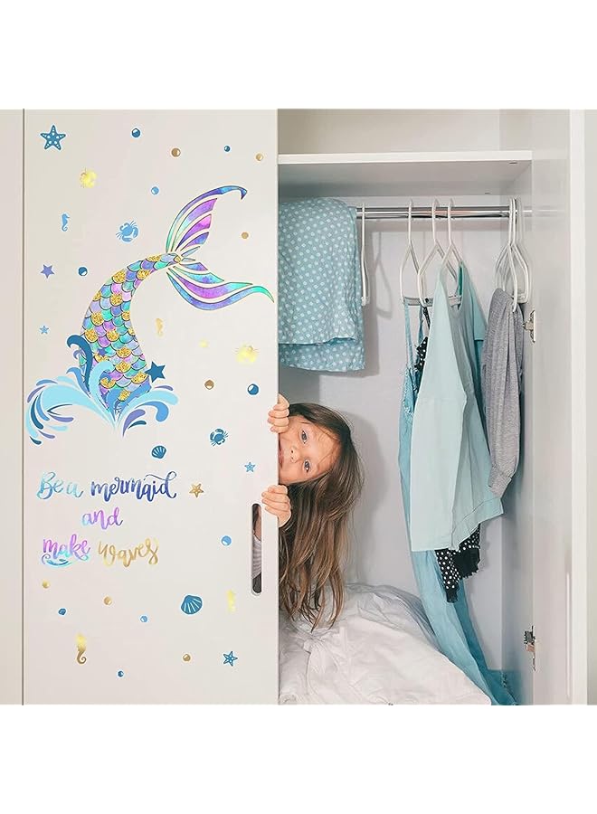 erorex Wall Decals Baby Nursery Girls Quotes Stickers Mermaid Tail Pattern Wall Stickers Living Room Bedroom Children'S Room Decorative Paintings - Image 2