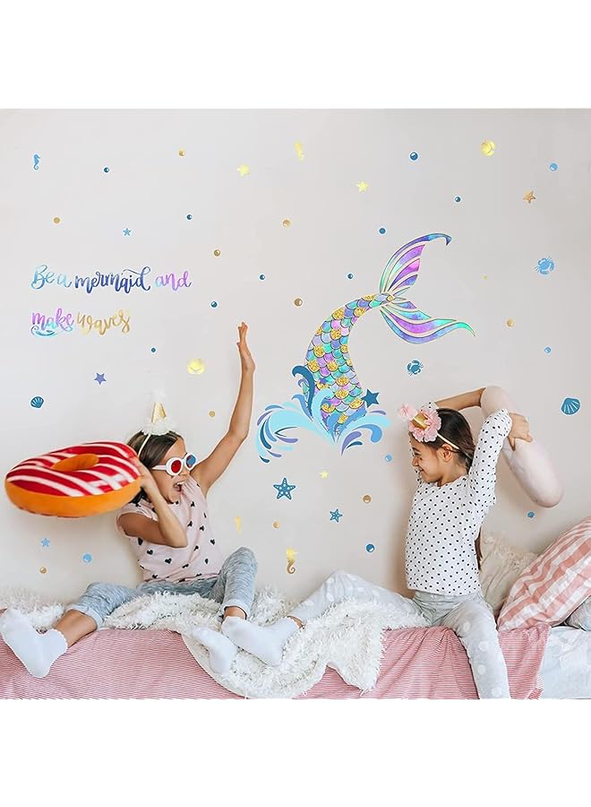 erorex Wall Decals Baby Nursery Girls Quotes Stickers Mermaid Tail Pattern Wall Stickers Living Room Bedroom Children'S Room Decorative Paintings - Image 3