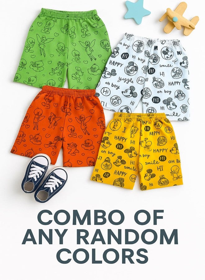 Cortica Kids' Cotton Shorts Combo Pack - Stylish & Comfortable Shorts for Boys, Girls & Kids (Pack of 3 Random Colors & Prints) Multicolour - Image 4
