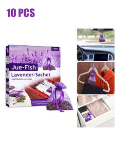 JUE-FISH 10 Pieces Lavender Closet Deodorizer Air Freshener Sachet Flower Bags Long Lasting Fresh Scents for Clothes Storage Drawers and Closets Home Kitchen Toilet Drawers Car  - Image 1