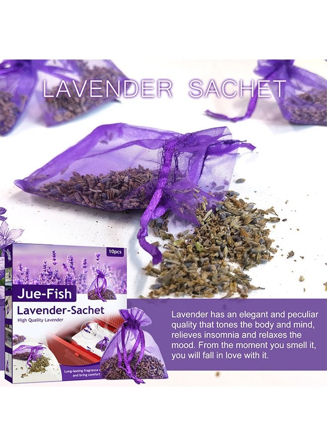 JUE-FISH 10 Pieces Lavender Closet Deodorizer Air Freshener Sachet Flower Bags Long Lasting Fresh Scents for Clothes Storage Drawers and Closets Home Kitchen Toilet Drawers Car  - Image 4