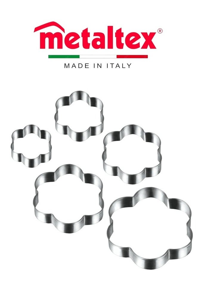 Metaltex مجموعة قواطع بسكويت الزهور من ميتالتكس 5 قطع - فولاذ مقاوم للصدأ، أحجام متنوعة للخبز والحرف اليدوية - Image 1
