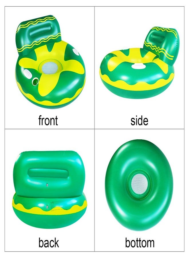 SUNSHINE-MALL Pool Lounger Float for Adult,Float Hammock,Inflatable Rafts Swimming Pool Air Sofa Floating Chair Bed,with Two Handle and a Big Cup Holder,Great for Chilling in The Pool(Green 105x105x70cm) - Image 5
