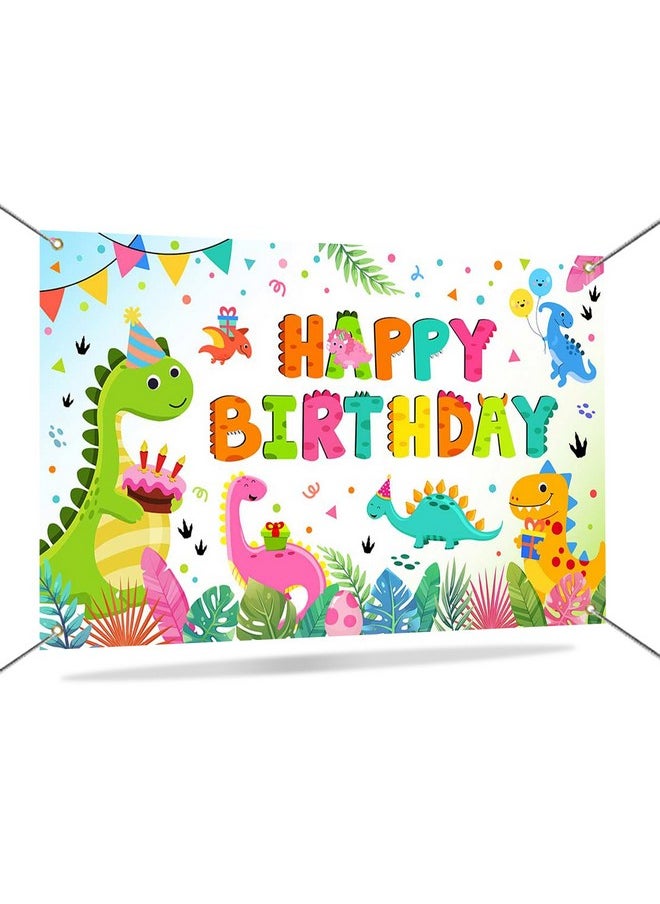 Mocsicka Mocsicka Dinosaur Birthday Backdrop Watercolor Kids Happy Dinosaur Birthday Banner Decorations Boys Dino Themed Party Background Photo Props 70.8 x 43.3 Inch  - Image 1
