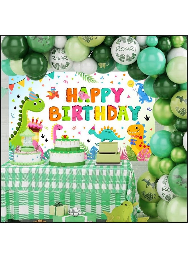 Mocsicka Mocsicka Dinosaur Birthday Backdrop Watercolor Kids Happy Dinosaur Birthday Banner Decorations Boys Dino Themed Party Background Photo Props 70.8 x 43.3 Inch  - Image 2