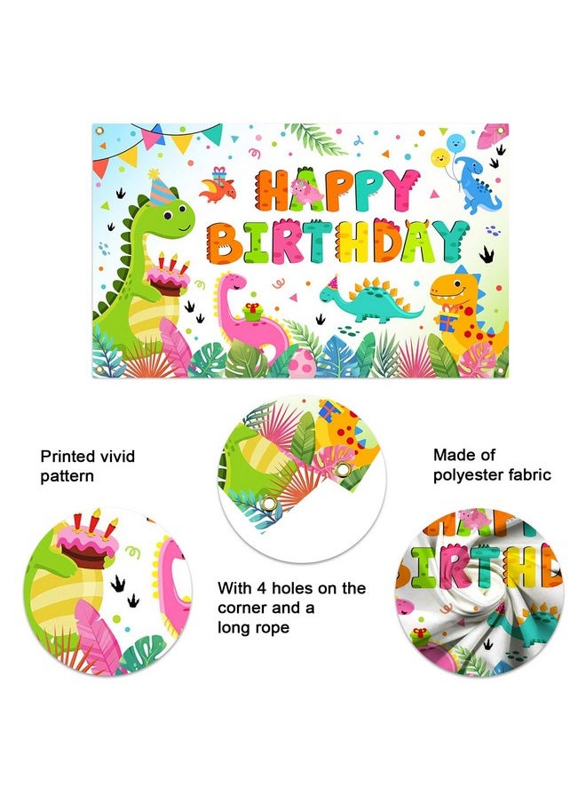 Mocsicka Mocsicka Dinosaur Birthday Backdrop Watercolor Kids Happy Dinosaur Birthday Banner Decorations Boys Dino Themed Party Background Photo Props 70.8 x 43.3 Inch  - Image 5