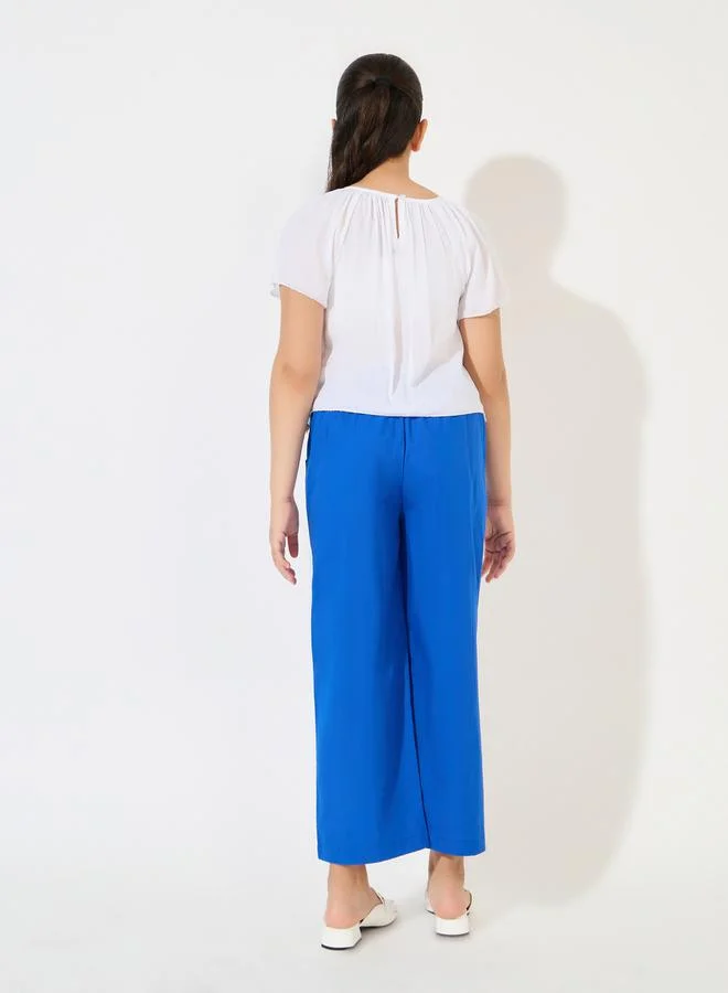Styli girls co ord set short sleeve top with wide leg pants