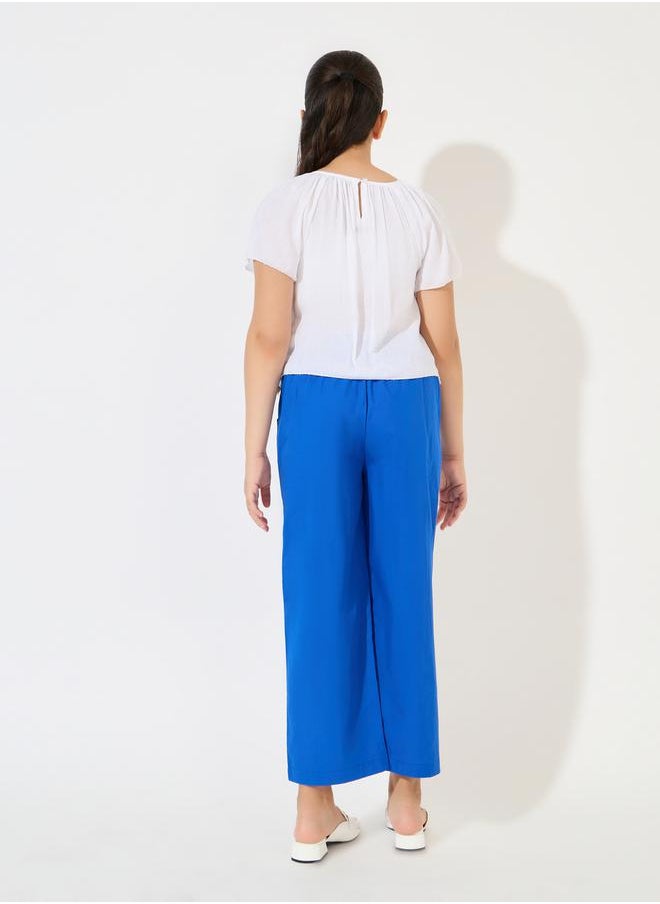 Styli girls co ord set short sleeve top with wide leg pants  - Image 4