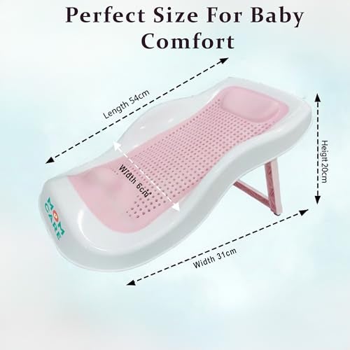 MOM CARE Foldable Baby Bath Support Seat for Newborn (0–6 Months) | Anti-Slip Silicone Baby Bather | Ergonomic Infant Bath Seat for Sink, Tub & Floor | Portable Newborn Bath Support Chair | Pink - Image 5