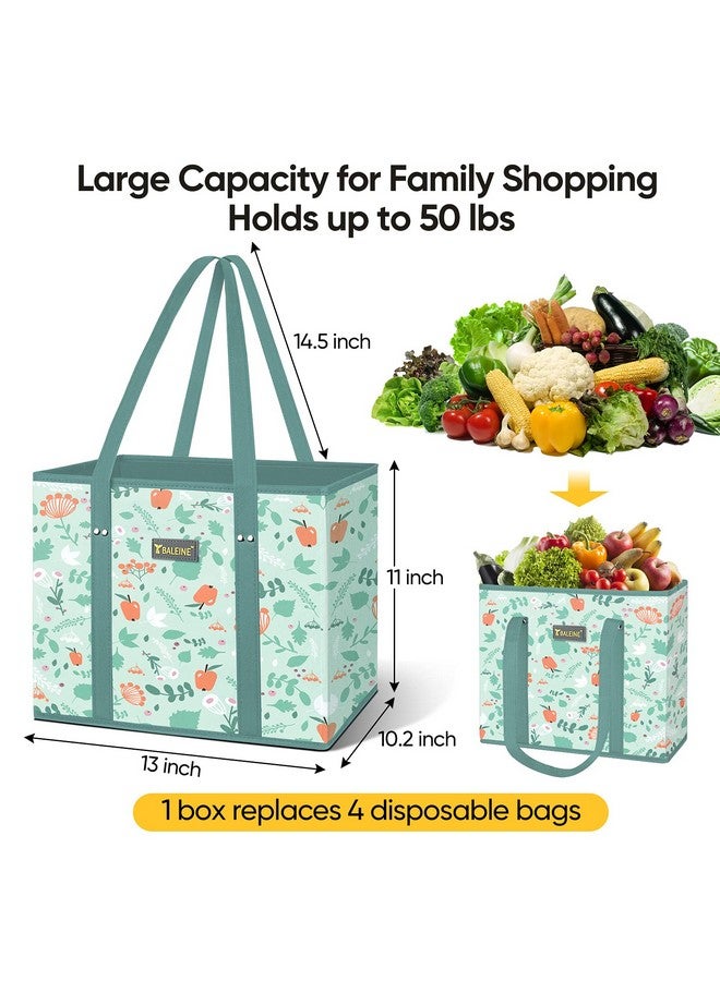 Baleine BALEINE 3Pk Reusable Grocery Bags, Foldable Shopping Bags for Groceries with Reinforced Bottom & Handles (Spring Stroll)  - Image 1