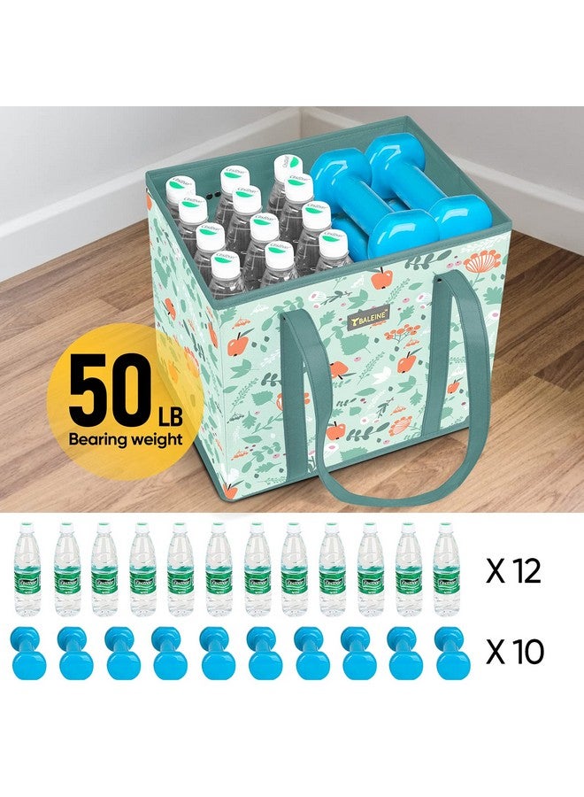 Baleine BALEINE 3Pk Reusable Grocery Bags, Foldable Shopping Bags for Groceries with Reinforced Bottom & Handles (Spring Stroll)  - Image 3