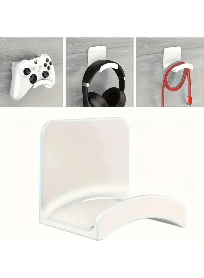 2 Pack White Wall Mounted Headphone Holder Under Desk No Drill Hook for Gaming - Image 2