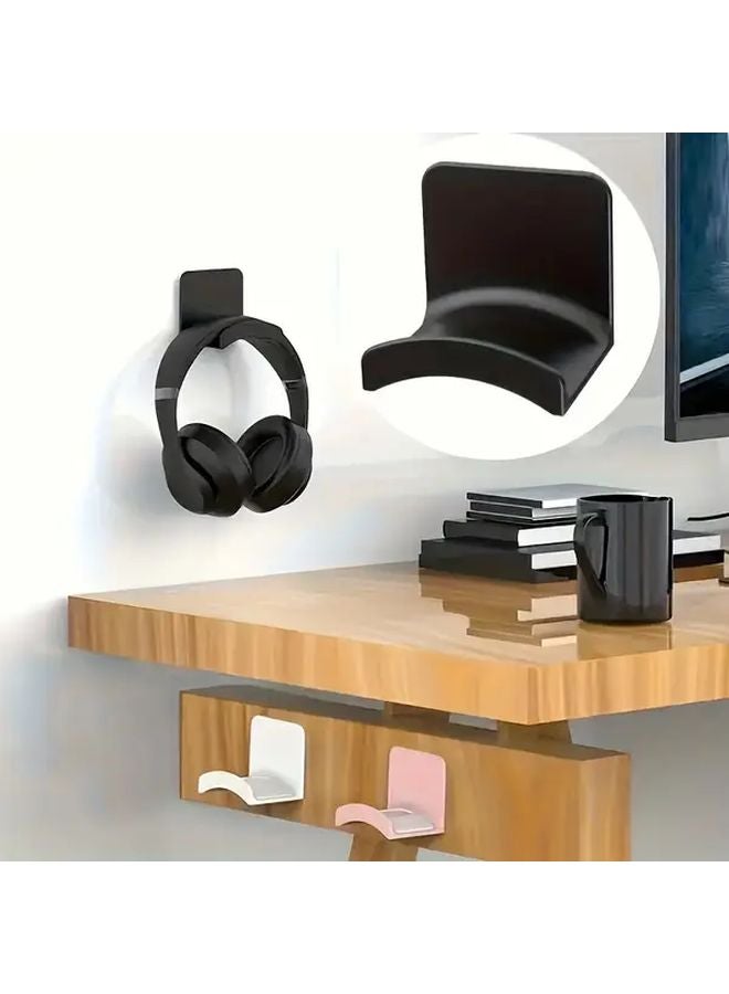 2 Pack White Wall Mounted Headphone Holder Under Desk No Drill Hook for Gaming - Image 4