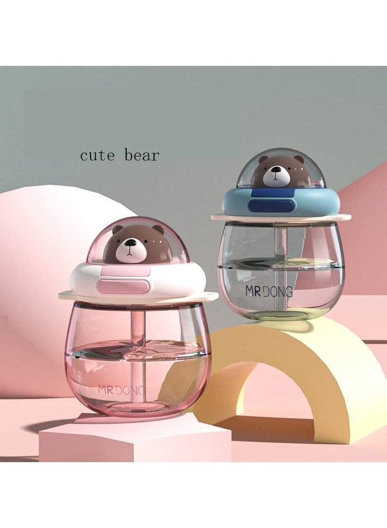 Cute Kawaii Bear Water Bottle with Stickers, Pink Leak-Proof Plastic Cup for School and Travel, High Temperature Resistant Drinkware - Image 3