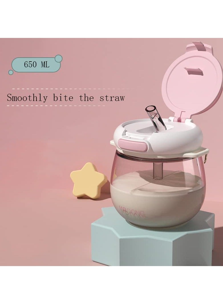 Cute Kawaii Bear Water Bottle with Stickers, Pink Leak-Proof Plastic Cup for School and Travel, High Temperature Resistant Drinkware - Image 4