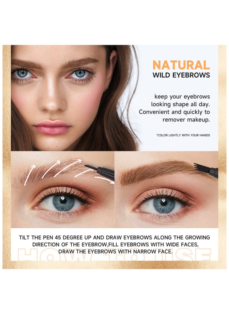 Sheloves Liquid Eyebrow Pencil Waterproof Long Lasting Four-Fork Natural Ultra Precise Sweat-Proof Non-Marking New Formula Longwear Brow Tint Brown (03)  - Image 2