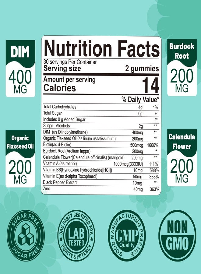 EnvyDeal DIM Supplement Women 400mg, Estrogen Supplement for Women, Sugar Free DIM Gummies for Men & Women w/ Biotin, Flaxseed Oil, Burdock, Calendula, BioPerine for Hormone Balance, Menopause & Prostate 60Cts - Image 2