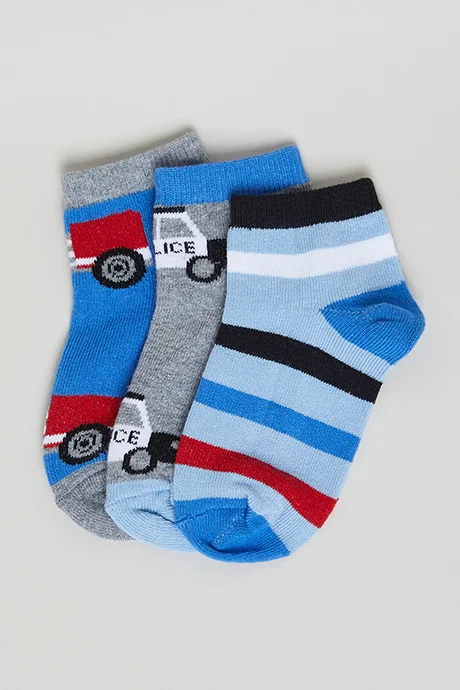 R&B 3 Pack Patterned Ankle Socks