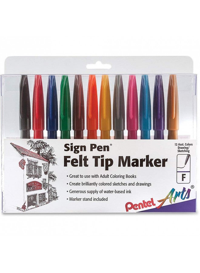 قلم تحديد بانتيل، مجموعة من 12 لون متنوع (S520-12)