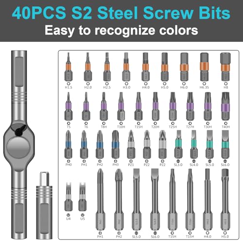 JENABOM 42 in 1 Magnetic Screwdriver Set, DIY Ratchet Screwdriver Set, Multi Bit Magnetic Drive Set with Detachable Ratchet Handle, Portable Compact Repair Tool Kit - Image 4