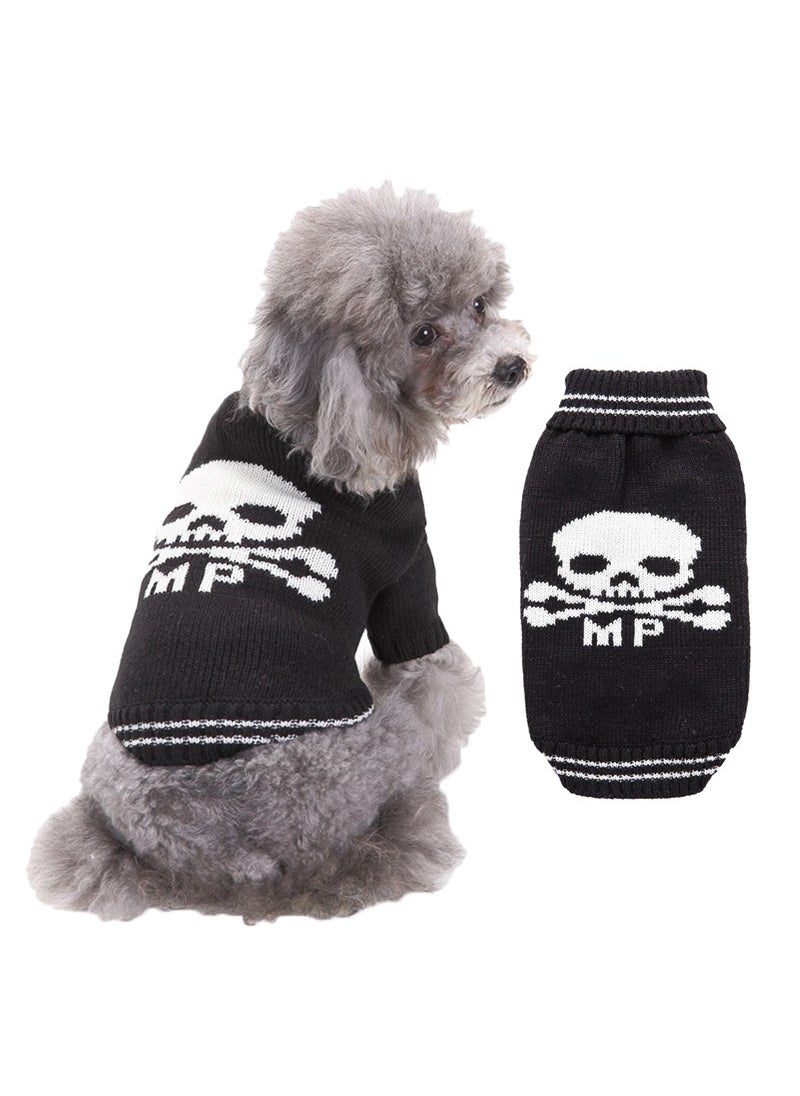 إسكدنيا Skull  Pet Sweater Large Dog Apparel Black Skull