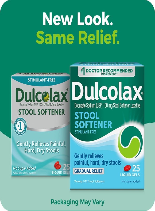 Dulcolax Stool Softener Laxative Liquid Gel Capsules, Gentle Constipation Relief for Hard, Dry Stools, Docusate Sodium 100 mg, 25 Count - Image 2
