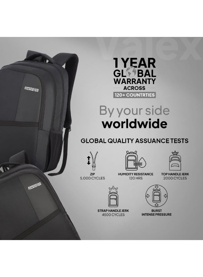 American Tourister Valex Laptop Backpack, 28L & 17" Inch Laptop Compartment, front organiser, bottle holder Backpack Bag For Man And Women, Black - Image 4