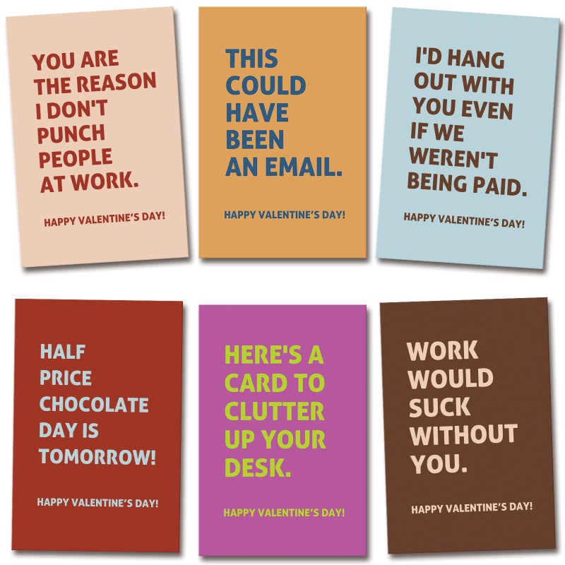 Obbyidk Funny Valentine'S Day Card Set For Coworkers  Humorous Valentines Cards For Colleagues Boss Employees  4 X 6 In(6 Designs  24 Cards With Envelopes) - Image 1