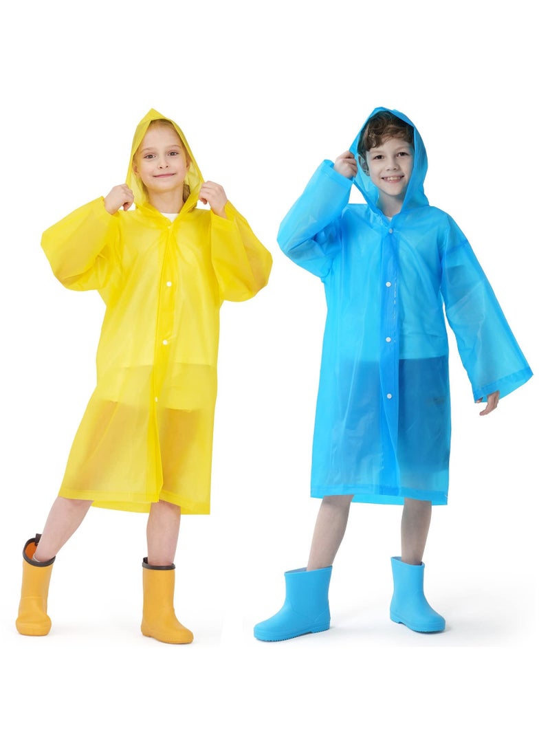 Kids Waterproof Rain Coat, EVA Portable Rain Poncho, for Girls Boys Toddler Rainwear Rain Jacket Cape, Reusable Children Raincoat for Outdoor Climbing Cycling Hiking Camping - Image 1