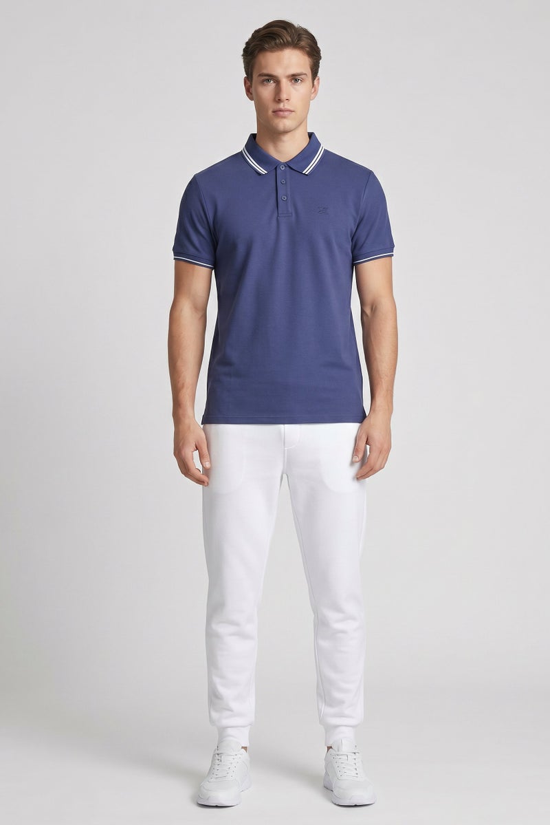 RBX Men Sportswear Fit Short Sleeve Outdoor Polo Shirt, Denim Blue - Image 2