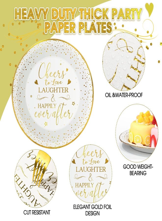 Willinglong 50 Pack Wedding Paper Plates - 9 Inch Bulk Cheers To Love And Happily Ever After Dinner Dessert Plates for Wedding Bridal Shower Engagement Party Supplies - Image 4